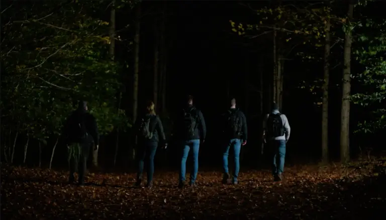 ghost hunting walking in the woods